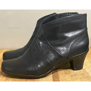 EARTH SPIRIT Fiona Ankle Boots Booties Black Leather Women's Size 8.5